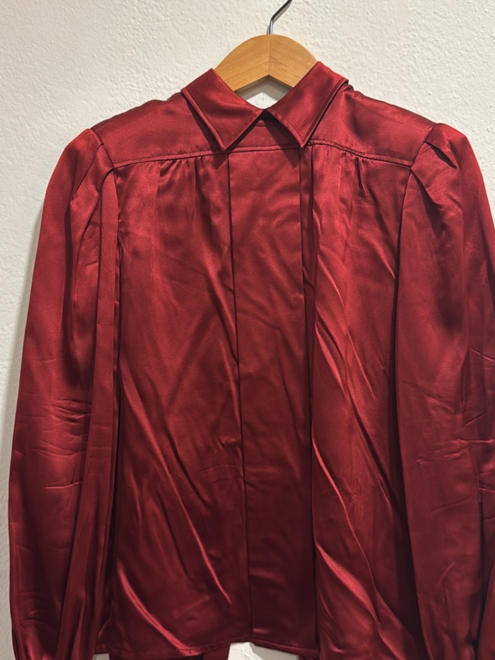 Vintage Valentino Silk Deep burgundy blouse -buttons up back/shoulder pad